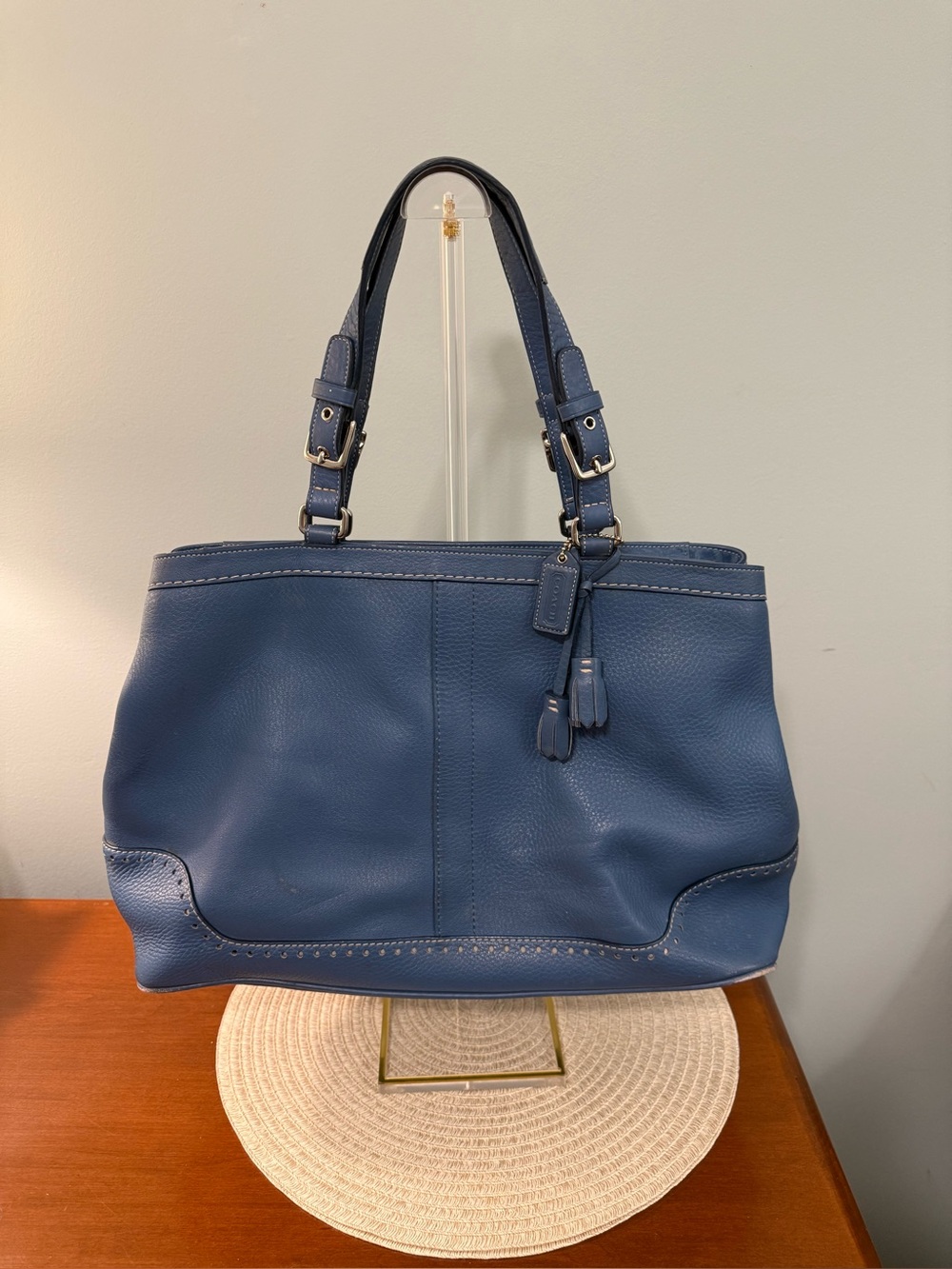 Coach Hamptons Blue Leather Tote